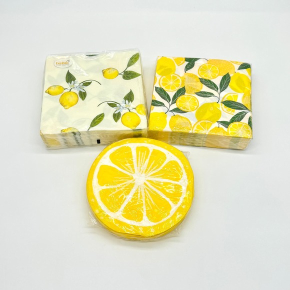 3 Packs Lemon Citrus Paper Napkins Spring Summer Luncheon or Decoupage Crafts - Picture 1 of 4